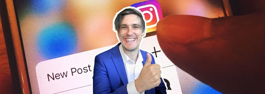 Josh Ackermann, Marketing Specialist, gives a thumbs up as he uses his blog to talk about boosting IG sales